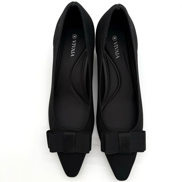 Vivaia Titli Bow Old Money Knit Timeless Office Comfort Ebony Heels 7.5 NWB - Picture 5 of 8